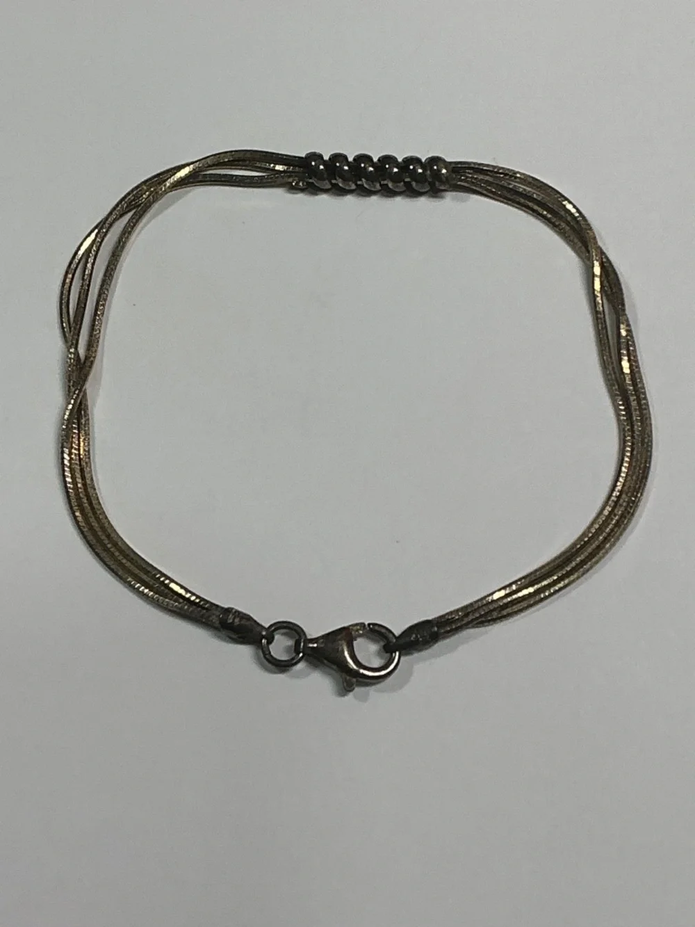 Sterling Silver Italian Triple Strand Bracelet. 7.5 inches long